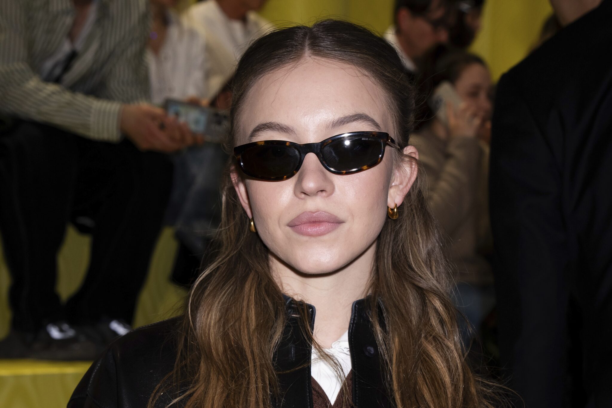 Sydney Sweeney attends the Miu Miu Fall/Winter 2025-2026 Womenswear collection presented Tuesday, March 11, 2025. in Paris. (Photo by Scott A Garfitt/Invision/AP)